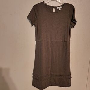 J.Jill Green Short Sleeve Ruffle Edge Dress Size Small